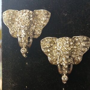 Sparkling Silver Elephant Earrings